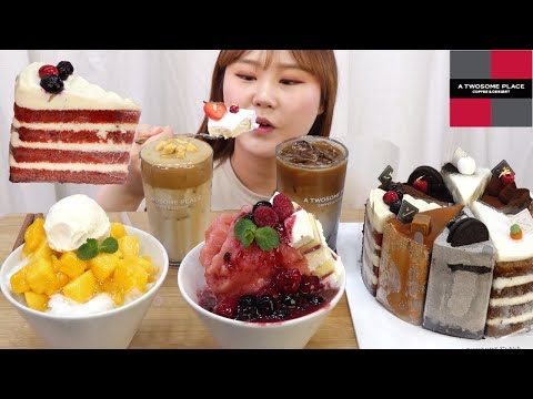 Видео: ASMR Mukbang | Корейский десерт бинсу, (Хлопья с сиропом) и различные пирожные в десертном кафе