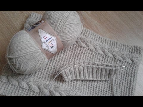 Видео: Снуд спицами (платочная вязка + косы). Часть 1.