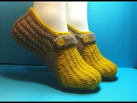 Видео: Вязание спицами домашние тапочки #196