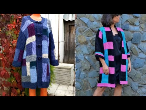 Видео: Вяжем модный кардиган из остатков пряжи.