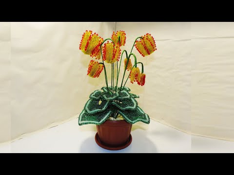 Видео: Цикламен из бисера. Часть 2/Beaded Cyclamen Part 2