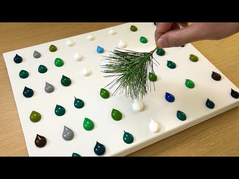 Видео: Техника рисования сосновыми иголками / Акриловая живопись / Рисование дремучего леса