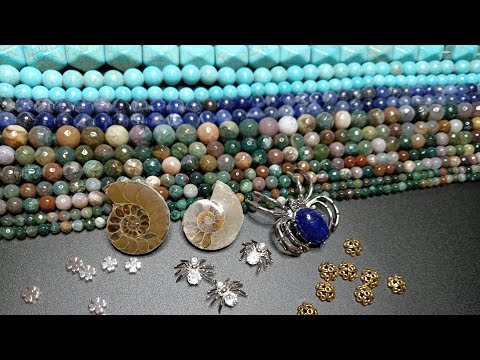 Видео: Бусины индийского агата, аммониты и новые материалы с AliExpress
