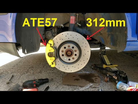 Видео: Golf 4 ъпгрейд на спирачки от ATE54 288mm към АТЕ57 312mm
