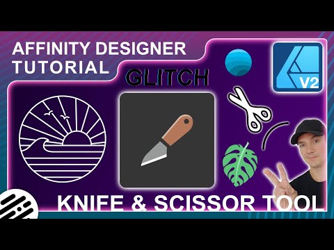 Видео: Affinity Designer 2: Учебное пособие по инструментам «Нож» и «Ножницы»