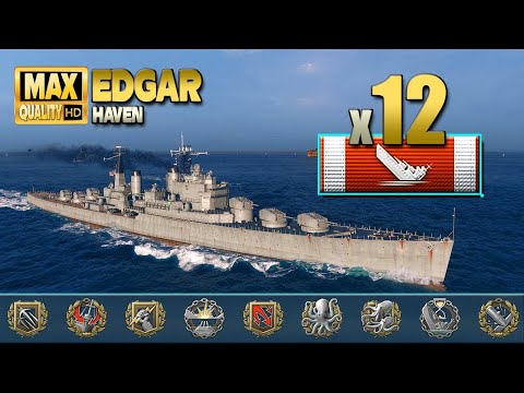 Видео: Крейсер Эдгар: сенсационно уничтожено 12 кораблей - World of Warships