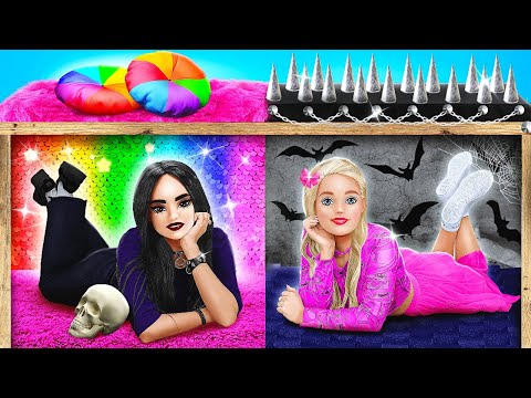 Видео: 🖤 СТРОИМ ГОТИЧЕСКИЙ И РАДУЖНЫЙ ДОМ 🌈 Крайний макияж комнаты для куклы и милые поделки от 123 GO!