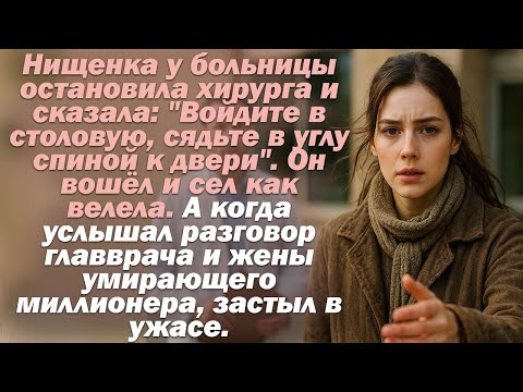 Видео: Нищенка у больницы остановила хирурга и сказала: "Войдите в столовую, сядьте в углу спиной к двери".