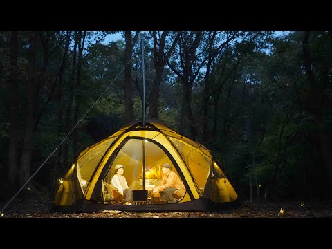 Видео: Проведите комфортное время с компактной дровяной печью и популярной купольной палаткой/уютныйкемпинг
