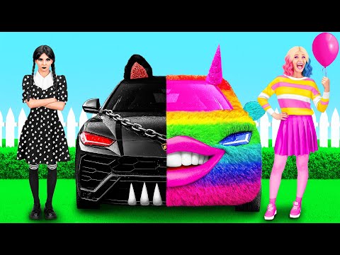 Видео: Радужная машина vs Черная машина Челлендж | Умные Гаджеты или Лайфхаки от 4Teen Challenge