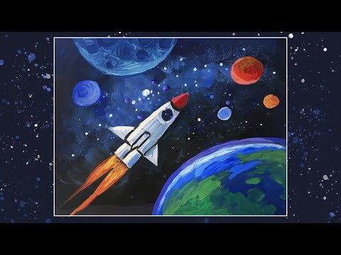 Видео: Космос. Ракета. Рисунок на День Космонавтики.