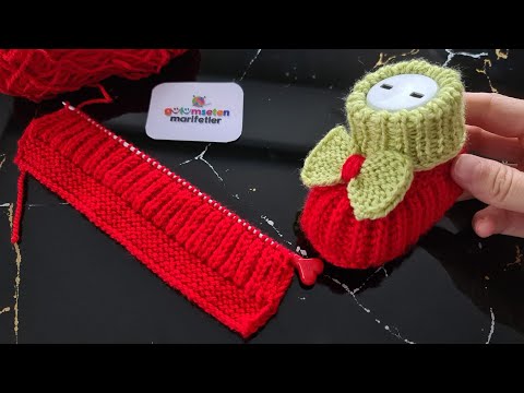 Видео: Посмотрим, кто любит красный цвет !!! Вязание детских пинеток на 2 иглы / Вязание детской обуви