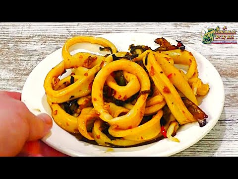 Видео: Жареные кальмары с зеленым луком, быстрый рецепт Китайской кухни