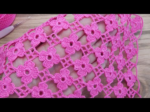 Видео: SUPER EASY Beautiful Flower Pattern Crochet KNİTTİNG PATTERN   Легкий ЦВЕТОЧНЫЙ УЗОР вязание крючком
