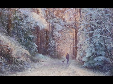 Видео: Живопись маслом "Снежная зима" | художник Чупринов