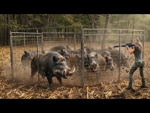 Видео: 79 свиней в ловушке. Миллионы опасных диких кабанов были уничтожены таким образом #wildhogs