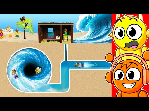 Видео: Реакция на VORTEX против BEACH TSUNAMI Lego