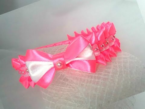 Видео: Нежный ободок из узкой ленты с бусинами Новый лепесток Мастер класс