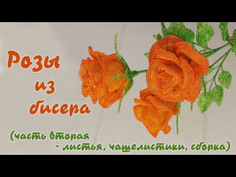 Видео: Роза из бисера - мастер класс, урок 2/2