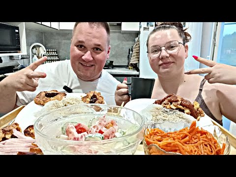 Видео: МУКБАНГ КУРИНЫЕ ОТБИВНЫЕ / ФУНЧОЗА / САЛАТ ИЗ ОВОЩЕЙ / ГРЕНКИ С САХАРОМ И ЧАЕМ / MUKBANG ASMR