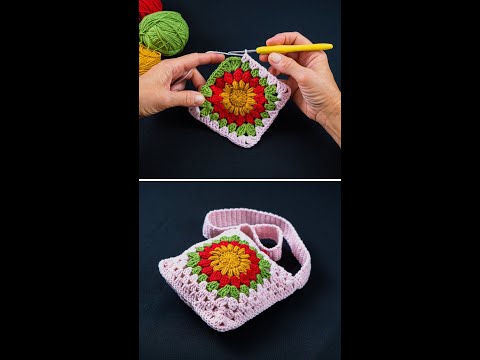 Видео: Простая вязаная крючком сумка-бабушкин квадрат! Пошаговое руководство! Miarti🧶