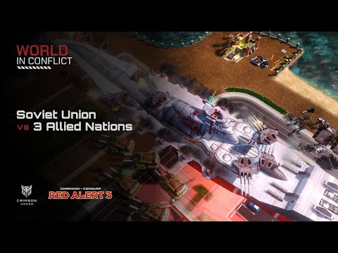 Видео: Red Alert 3 [Мод World In Conflict] — Советский Союз против трёх стран-союзников. Жестокий ИИ.