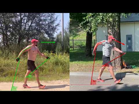 Видео: Техника скандинавской ходьбы. Анализ. До и после.