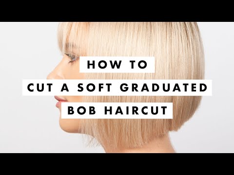 Видео: Как подстричься: стрижка боб с мягким градуированным пробором — Учебное пособие / Урок — MIG Trai...