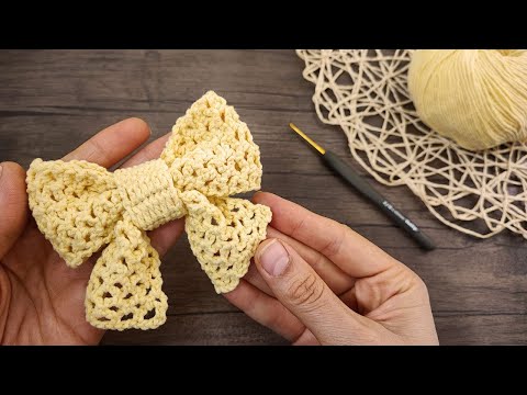 Видео: 🎀 Галстук-бабочка для заколок крючком (лента крючком)