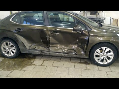 Видео: Citroen C4 Sedan сильный боковой удар, часть 1