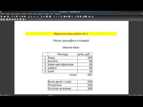 Видео: Электронные таблицы LibreOffice Calc. Первая практическая работа.