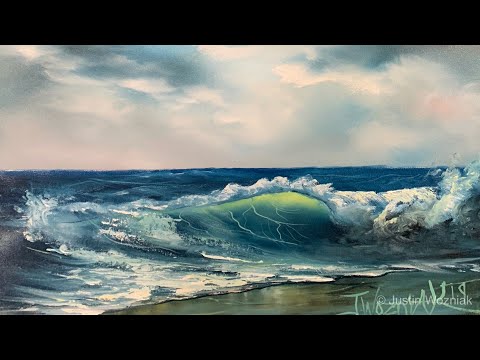 Видео: Как нарисовать морской пейзаж и волну для начинающих. Полное руководство — Картины Джастина