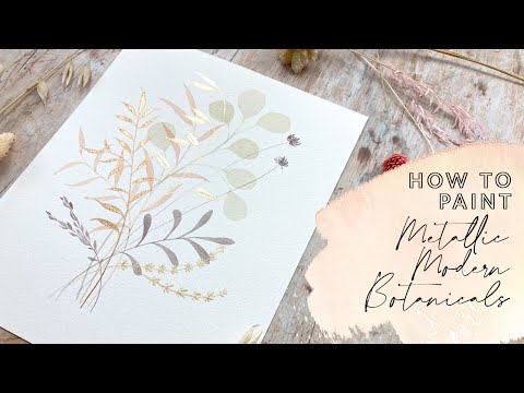 Видео: Простой способ создания металлического искусства | Пошаговое руководство по акварельной ботаничес...