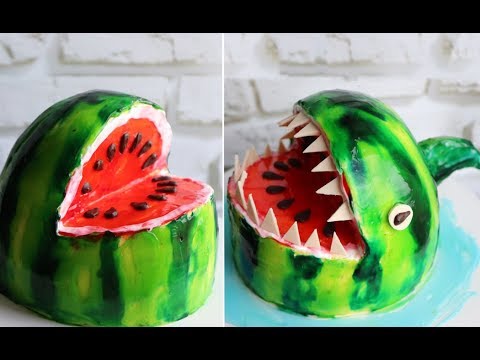 Видео: Как сделать торт ГЛЯНЦЕВЫМ. Гелевый торт. Торт Арбуз-Акула