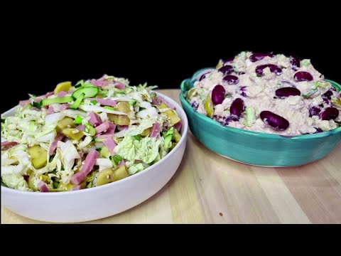 Видео: Салат из тунца и салат с ветчиной! ДВА отличных РЕЦЕПТА!