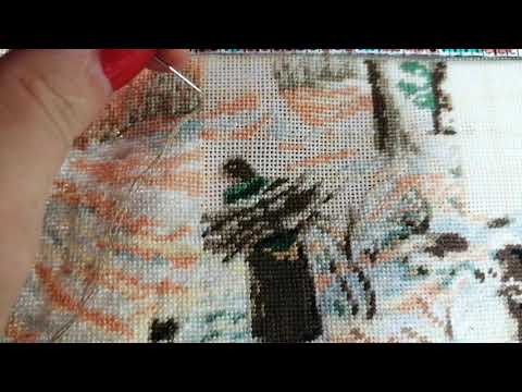 Видео: Вышивка гобелена:  закрепление нити, техника выполнения стежков