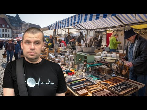Видео: Старые вещи, которые не были выброшены. Блошиный рынок в Германии.