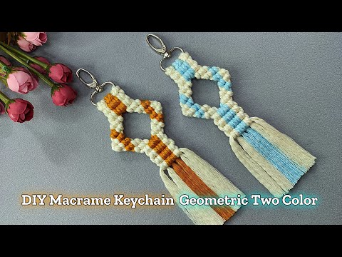 Видео: DIY макраме брелок геометрический два цвета | Мастер-класс по брелку макраме