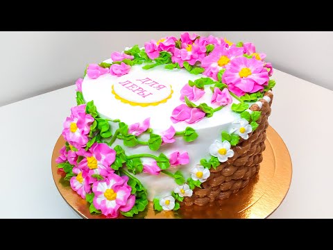 Видео: Торт для девочки(крем БЗК). /Cake for girl(protein custard).