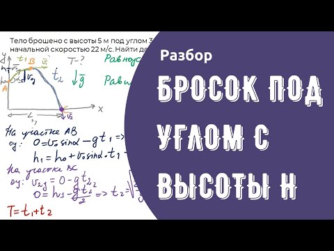 Видео: Разбор задачи про тело, брошенное под углом к горизонту с начальной высоты