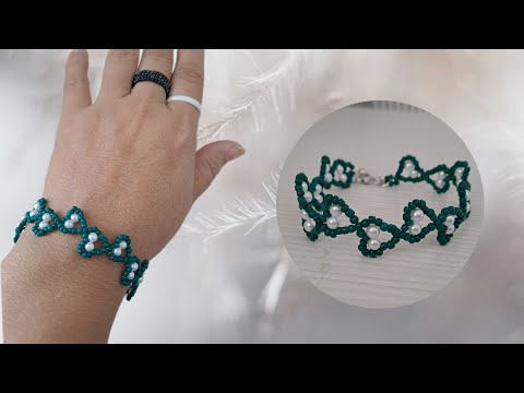 Видео: БИСЕР ден ЖҮРЕК.  seed beaded bracelet. сердце из бисера