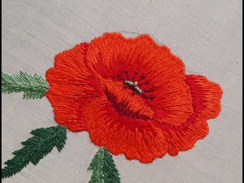 Видео: Вышивка гладью для начинающих. Вышиваем маки. Stitch embroidery for beginners.