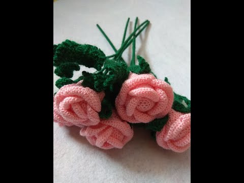 Видео: Вяжем крючком Бутон розы. Часть #1.