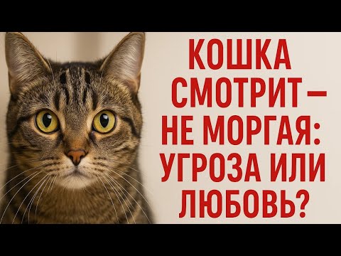 Видео: Когда кошка смотрит вам в глаза и не моргает — это угроза или любовь?