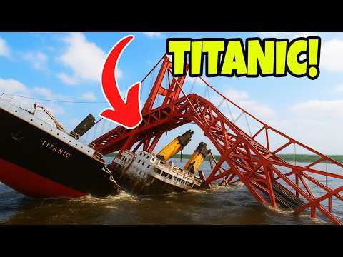 Видео: «Титаник» проезжает под рушащимся мостом
