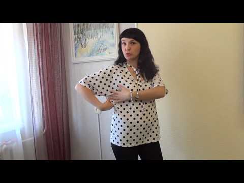 Видео: Как сшить простую блузку. Блузка с цельнокроеным рукавом "летучая мышь ".