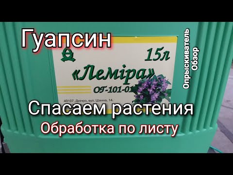 Видео: Обзор опрыскивателя Лемира. Обработка био препаратом по листу Гуапсин. Спасём растения.