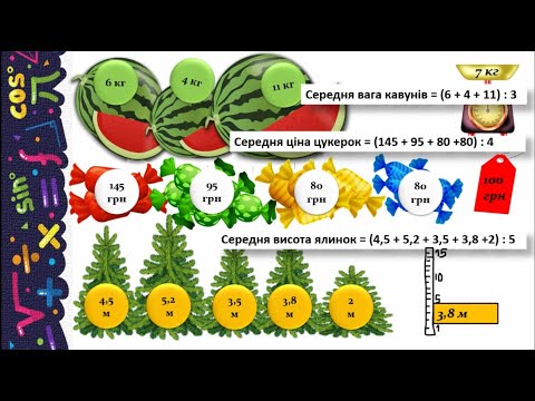 Видео: Математика. 5 кл. "Середнє арифметичне та середнє значення величин"