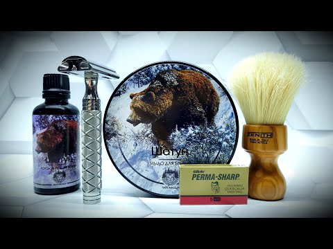 Видео: Бритье! ТайгаВода "Шатун"🐻 - Timeless Razor "0,68"/Stork - Perma-Sharp - Zenith