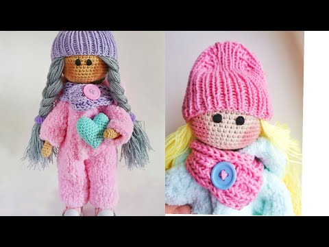 Видео: Шапка, шарф для куклы. Кукла Лина